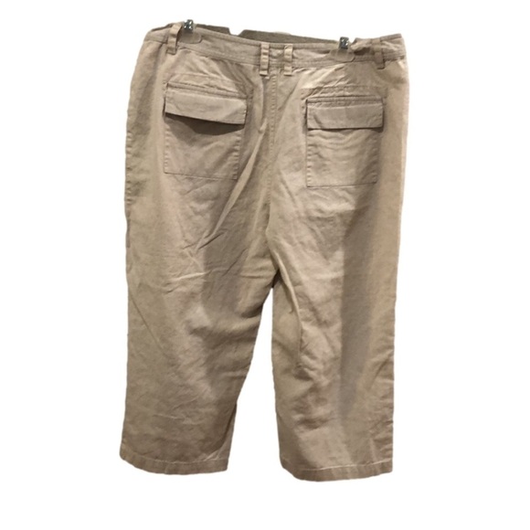 LIZ CLAIBORNE linen blend wide leg cropped pants. Size 12 beach summer vacation - Picture 2 of 8